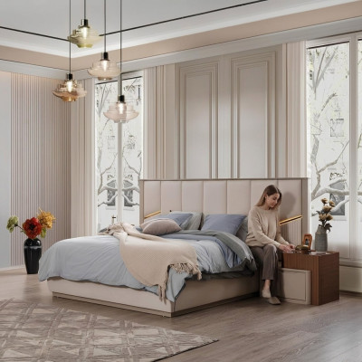 Exclusief tweepersoonsbed Gestoffeerde bedden Slaapkamer Moderne inrichting