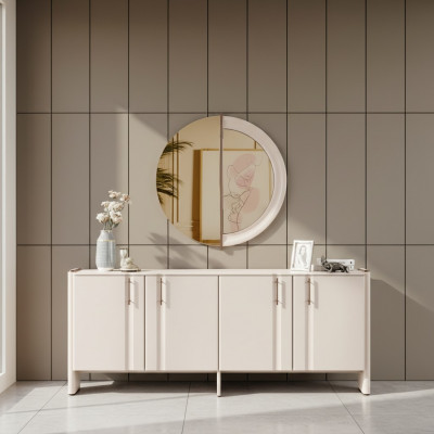 Eetkamer Luxe dressoir Elegante glazen spiegel 2-delige set