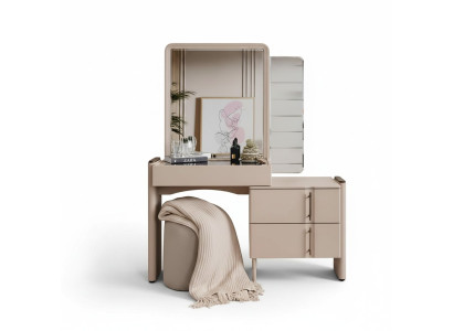 Beige designer make-uptafel slaapkamerspiegel Exclusieve 2-delige set