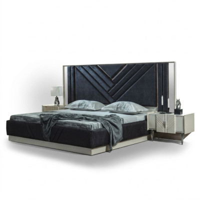 Blauw bed designer bedframe slaapkamer meubels luxe nachtkastjes