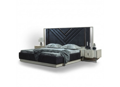 Blauw bed designer bedframe slaapkamer meubels luxe nachtkastjes