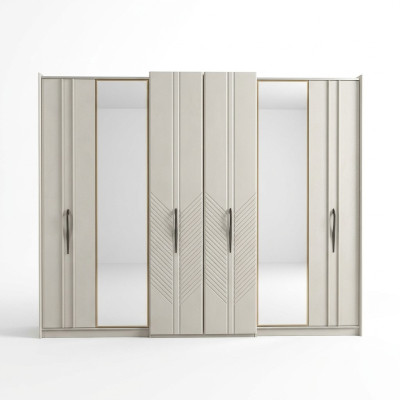 Witte moderne kledingkast Slaapkamer 4-deurs houten kast Nieuw