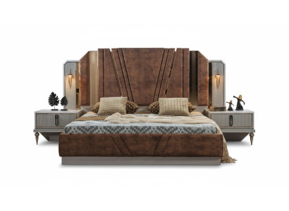 Beige Bedden Luxe 2x nachtkastjes Slaapkamer Designer Meubels 2-delige set