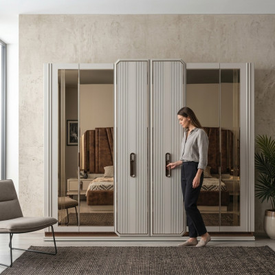 Witte slaapkamer kledingkast glazen kast houten kast Moderne meubels