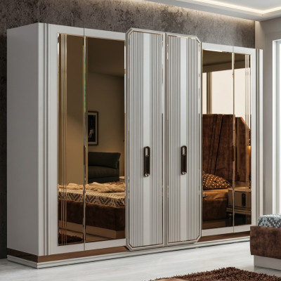Witte slaapkamer kledingkast glazen kast houten kast Moderne meubels