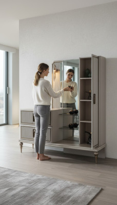 Exclusieve houten commode Luxe spiegel Slaapkamer Edele stijlvolle meubels