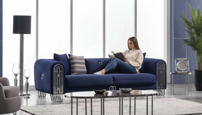 Woonkamerbank 3-zits Modern Design Bekleed Textiel Meubels Luxe Bank Woonkamerbank 3-zits Modern Ontwerp Bekleed Textiel Meubels Luxe Bank