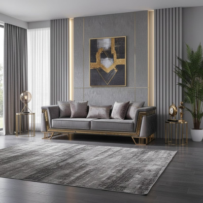 Grijze driezits luxe woonkamerbank ontwerper textielbank zitmeubels