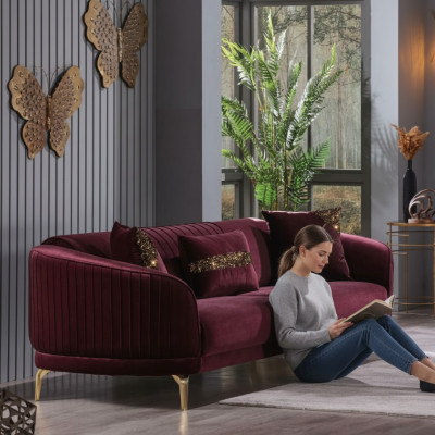 Moderne driezits luxe bankstellen Woonkamer meubelstof Textiel Bank Fluweel
