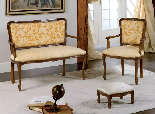 Stijlvolle klassieke design zithoek bekleding ontwerp bank kruk stoelen