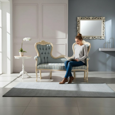 Klassieke Chesterfield bank gestoffeerde meubels woonkamer stoffen bank.