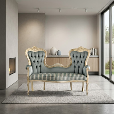 Klassieke Chesterfield bank gestoffeerde meubels woonkamer stoffen bank.