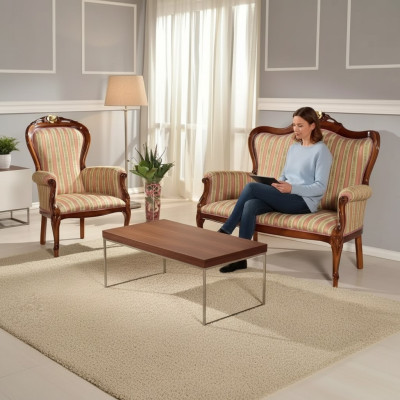 Klassieke bankstel Zitmeubilair Driepersoonsbank Salontafel Luxe