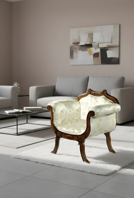 Klassieke luxe fauteuil met een zitting van textiel van een ontwerper van meubels