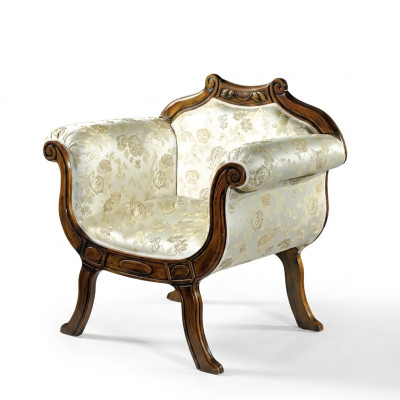 Klassieke luxe fauteuil met een zitting van textiel van een ontwerper van meubels