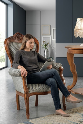 Klassieke woonkamer fauteuil Gestoffeerde fauteuil Stoffen meubilair Stoel voor één persoon Kantoor