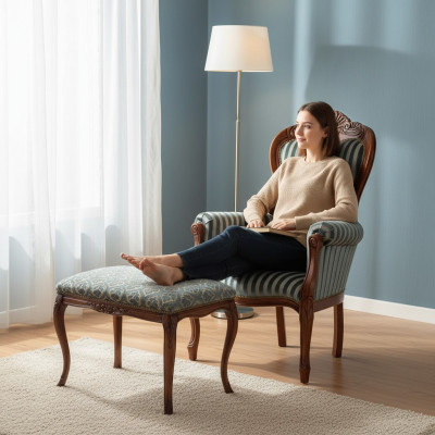 Klassieke fauteuil Woonkamer Eenpersoons Designer gestoffeerde zitting Stoffen meubels