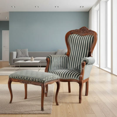 Klassieke fauteuil Woonkamer Eenpersoons Designer gestoffeerde zitting Stoffen meubels