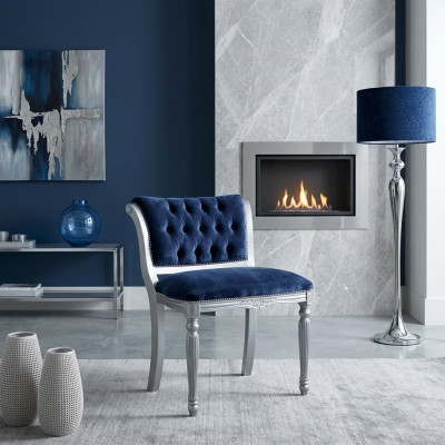 Blauwe Chesterfield eetkamerstoel Zitmeubel Gestoffeerde stoel fauteuil Klassiek design