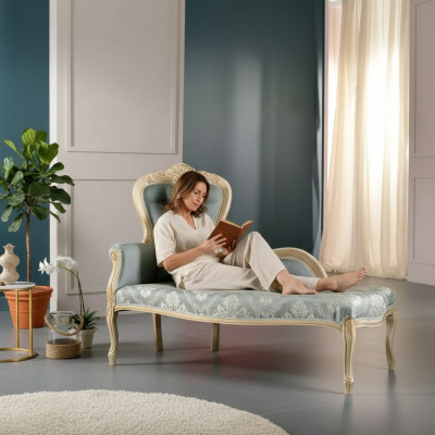 Luxe meubels Chaise longue Woonkamer Klassiek ontwerp Textiel bekleding