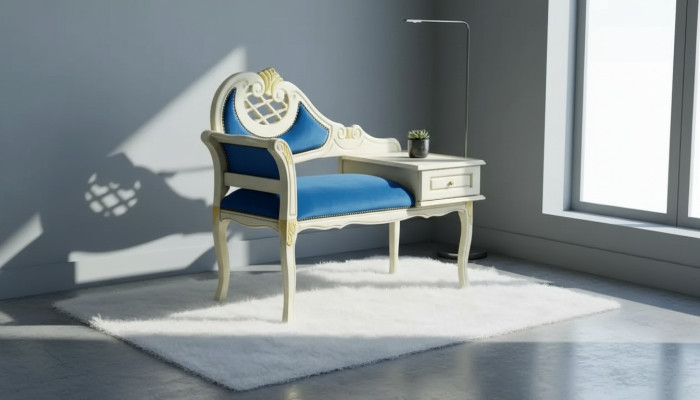 Klassieke Blauwe Bank Luxe Zitmeubels Stof Textiel Nieuwe Stoel