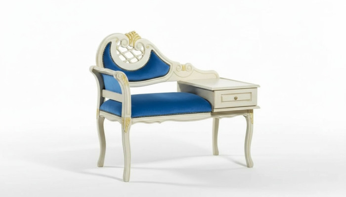 Klassieke Blauwe Bank Luxe Zitmeubels Stof Textiel Nieuwe Stoel