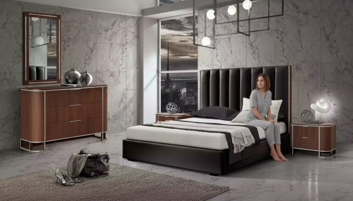 Compleet slaapkamer set Designer meubels Tweepersoonsbed 2x nachtkastjes 5-delig