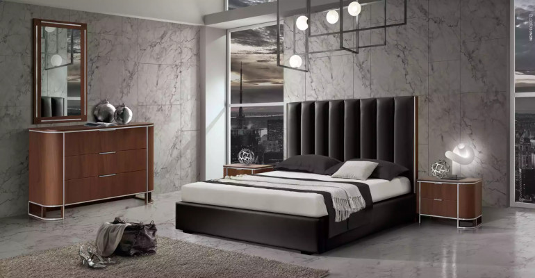 Compleet modern slaapkamer set, designer bed + 2x nachtkastjes 3 delig.
