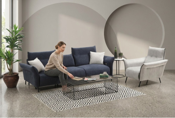 Bankstel Luxe Driepersoonsbank Beklede Fauteuil Woonkamer Bank Nieuw