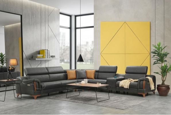 Hoekbank Luxe Bank L-Vorm Nieuw Meubels Woonkamer Ontwerper Modern Textiel