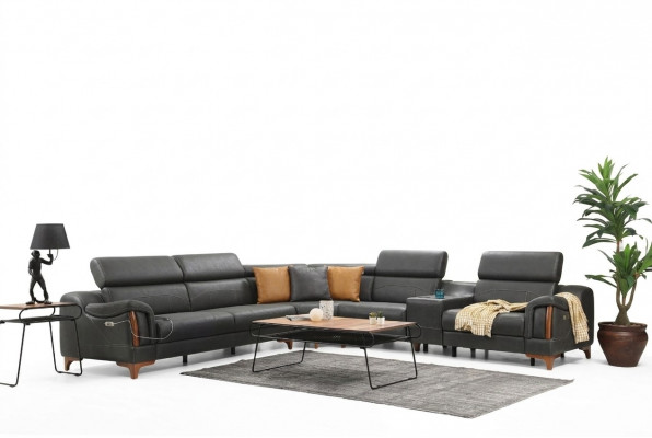 Hoekbank Luxe Bank L-Vorm Nieuw Meubels Woonkamer Ontwerper Modern Textiel