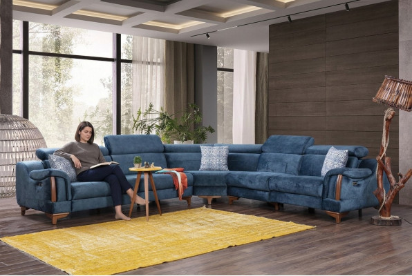Bank L-vorm Modern Blauwe Hoekbank Woonkamer Ontwerp Nieuw Meubilair