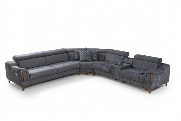 Grijze hoekbank woonkamer Luxe bank L-vorm modern design meubels textiel