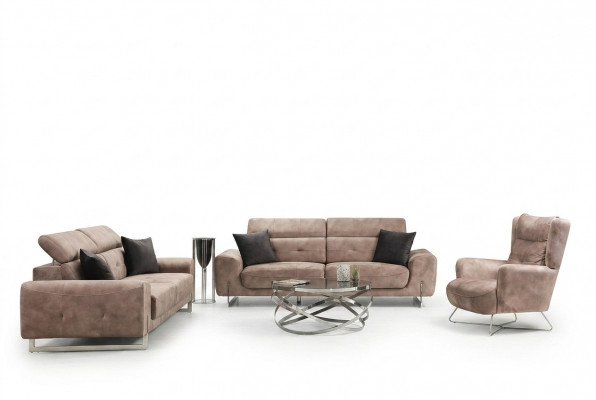 Sofaset Driepersoonsbanken Woonkamer Fauteuil Modern Design Textiel