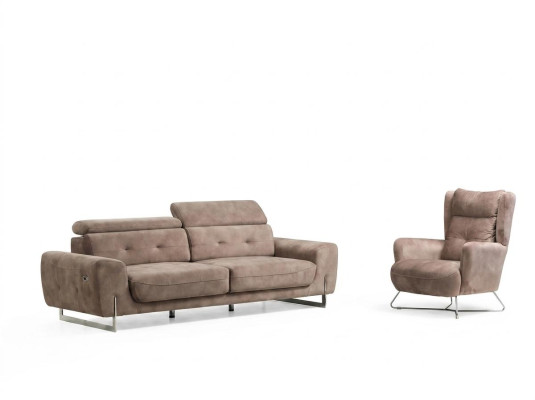 Set van 2 stuks woonkamerbankstel Driepersoonsbank Moderne bank Textielen fauteuil