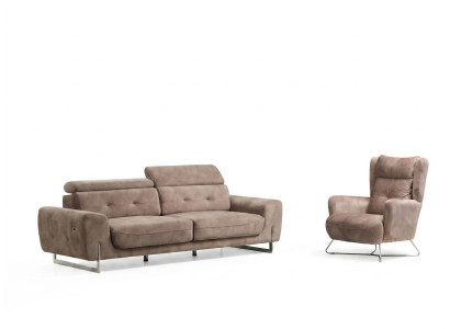 Set van 2 stuks woonkamerbankstel Driepersoonsbank Moderne bank Textielen fauteuil