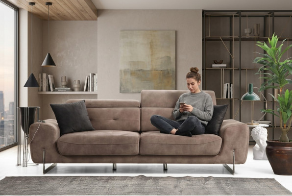 Driepersoonsbank Bank Stijl Modern Design Stoffering Luxe Textiel