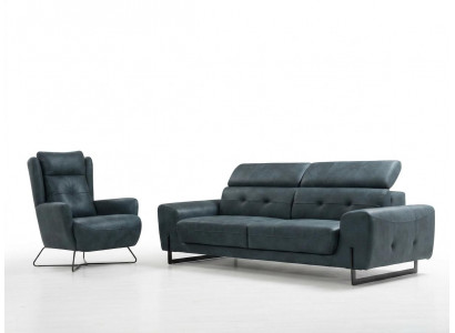 Sofa set 2-delige driezitter bank woonkamer design fauteuil textiel meubels