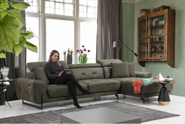 Ontspannende hoekbank in L-vorm Luxe meubels Woonkamer Hoekbank Bank Bekleding Modern Nieuw