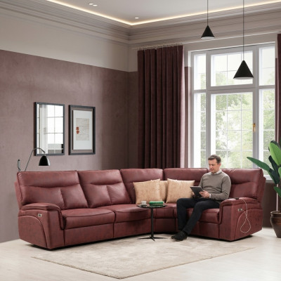 Luxe hoekbank Rood Bank Bank L-Vorm Modern Gestoffeerd Meubilair Designer Woonkamer