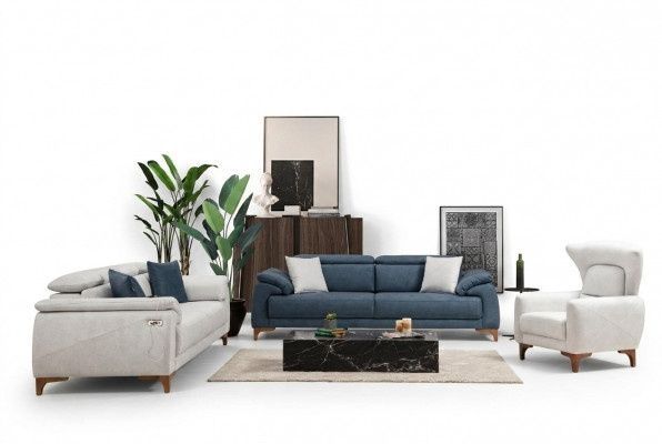 Woonkamerset Moderne Luxe Bankstel 3-delige Beklede Meubels Textiel Nieuw.