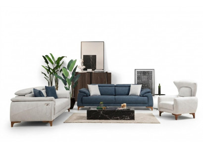 Woonkamerset Moderne Luxe Bankstel 3-delige Beklede Meubels Textiel Nieuw.