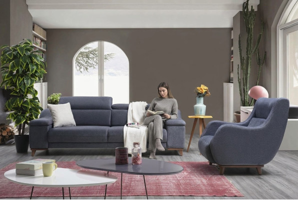 Woonkamer compleet 2-delig driezitsbank Modern Stoffen Fauteuil Nieuwe Meubels Bank