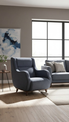 Grijze fauteuil moderne zitkamer gestoffeerde meubels textiel meubeldesign