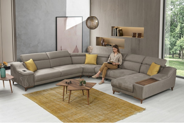 Bank U-vorm Woonkamer Hoekbank Gestoffeerd Modern Stoffen Design
