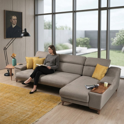 Bank Bank Hoekbank L-vorm gestoffeerd Modern Woonkamer Ontspannen Zetel Luxe Meubels