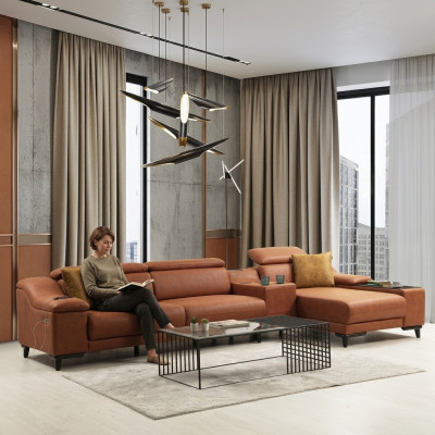 Luxe hoekbank L-vorm bank bank design gestoffeerd modern textiel woonkamer nieuw