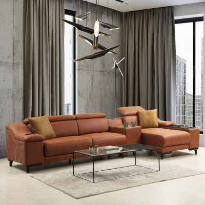 Luxe hoekbank L-vorm bank bank design gestoffeerd modern textiel woonkamer nieuw