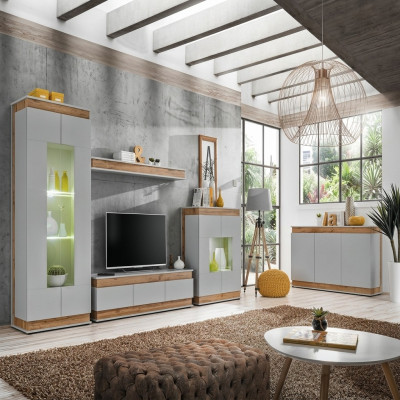 Woonkamerset van 5 stuks TV-standaard Moderne Vitrine Houten Meubels Luxe Commode Nieuw
