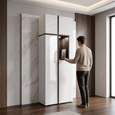Witte kast in moderne luxe woonkamerdesigner houten meubels nieuw.